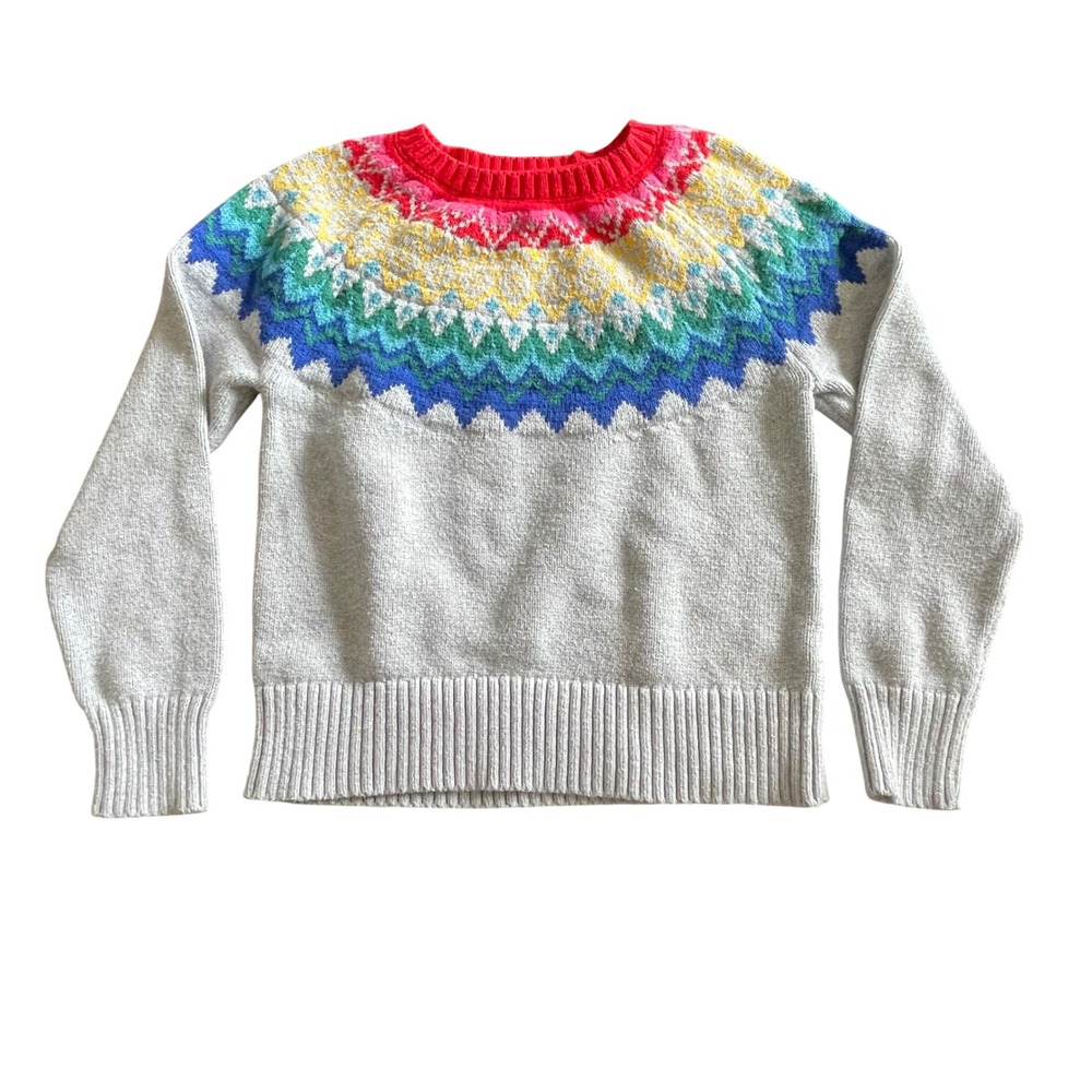 Gymboree Kids Gray‎ Rainbow Fair Isle Knit Sweater Size M 7-8 140189710 Holiday
